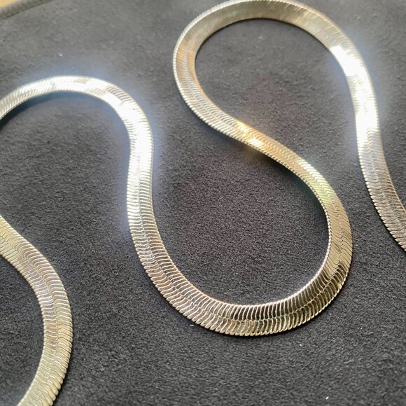 Herringbone Chain Necklace, Silver, 23.5" plus clasp. - Picture 8 of 11